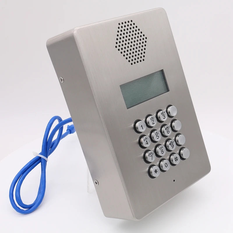 KNTECH Voip Intercom SIP 2.0 Telephone Stainless Steel Metal Case Handsfree Telephone KNZD-03LCD