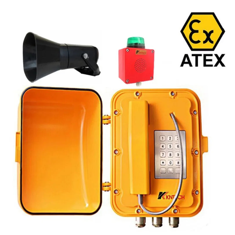 KNTECH EX VoIP KNEX8 Phone Zone 1 & 2 Industrial Wall Mount ATEX Explosion Proof for Hazardous Areas Network IP Corded Telephone